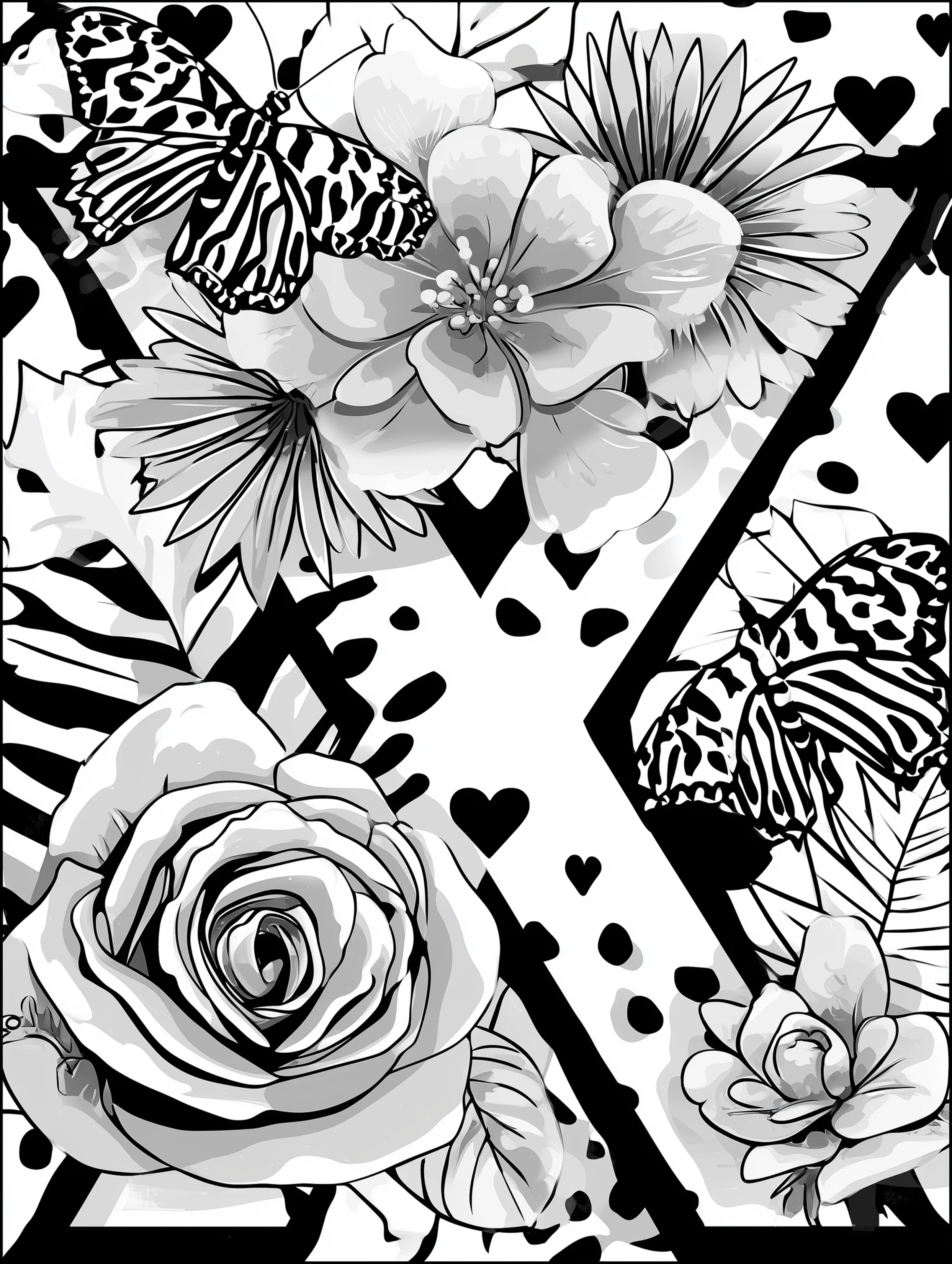 Free printable letter coloring page for adults featuring an alternate letter X design